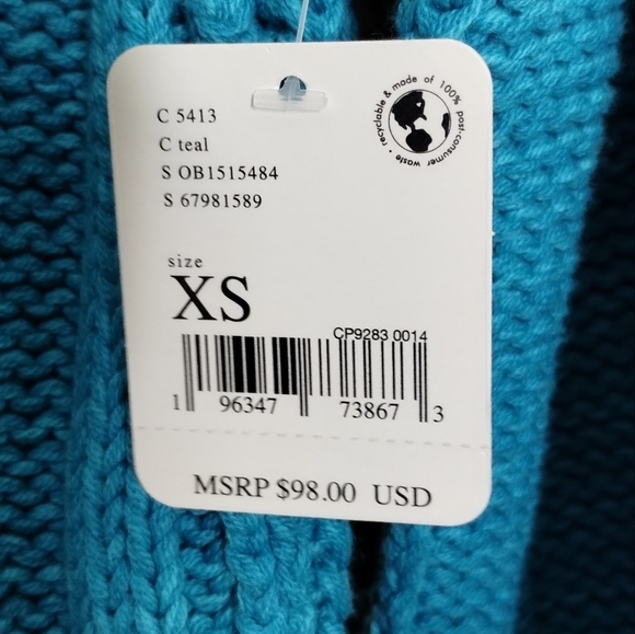 Free People Bell Song Pullover Knit Sweater Teal Blue OB1515484 Women's size XS - Picture 5 of 7